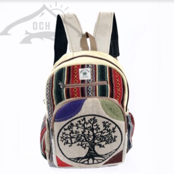 100% Handmade Multi Pocket Hemp Backpack - Picture 2 of 5